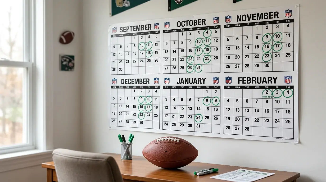 NFL season calendar for UK touchdown betting schedule