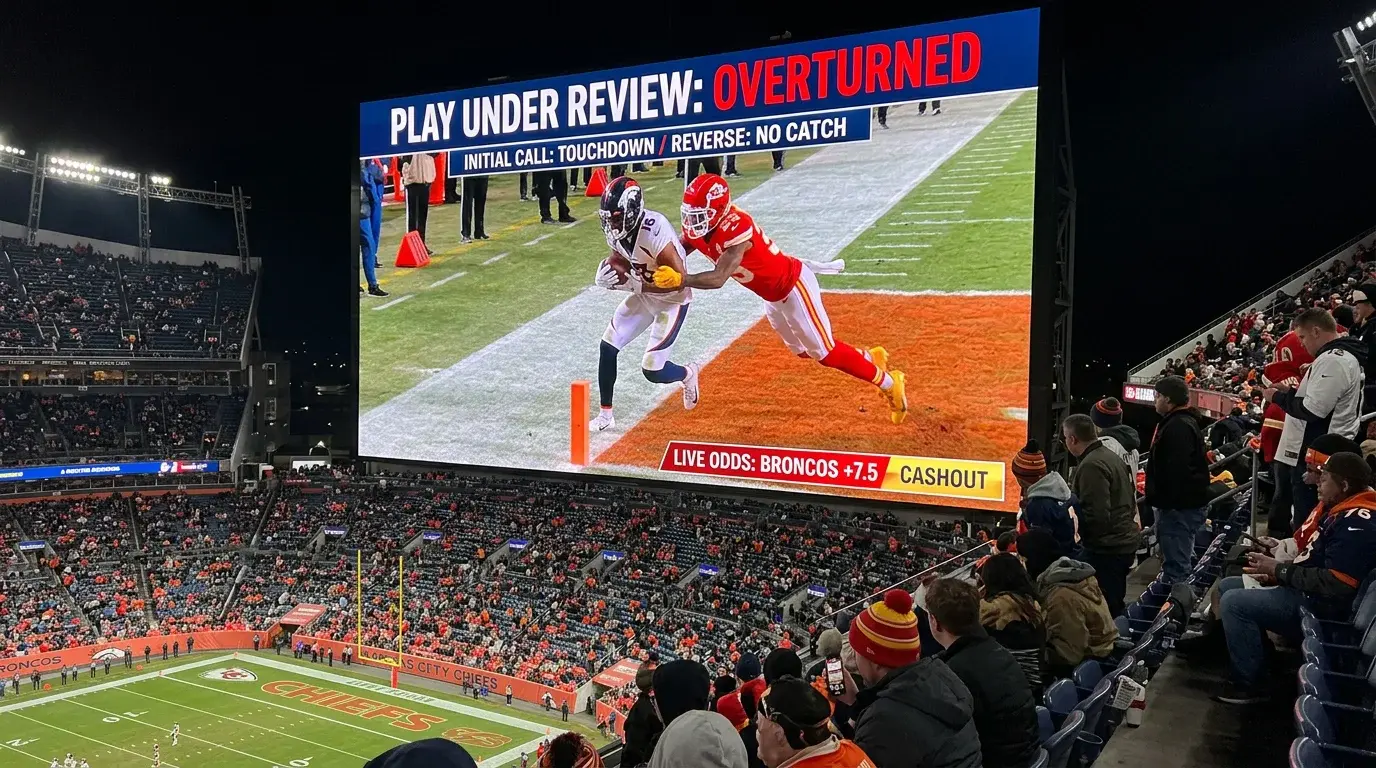 NFL replay review overturning touchdown and its effect on betting