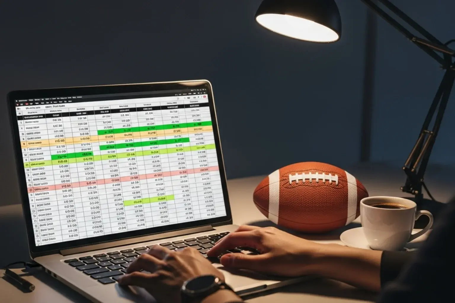 Spreadsheet tracking NFL touchdown prop bet records and ROI